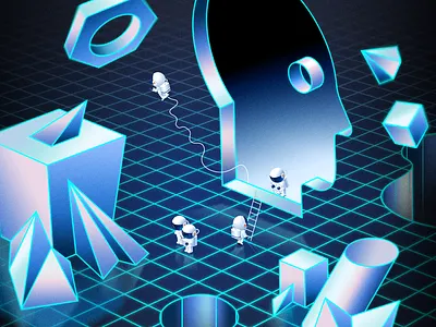 Isobar Future Faces cosmonaut future futuristic grid illustration space suit spaceman technology vector