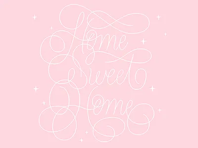 Home Sweet Home custom hand lettering home lettering pink type typography vector