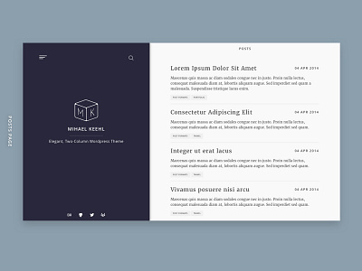 Mihael Keehl Theme - Posts Template sketch app template theme two column wordpress