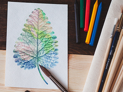 Watercolor leaf art colotful leaf painting watercolor