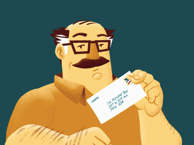 Grandpa Walk envelope grandpa mustache walk