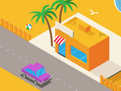 Isometric Beach 2d beach illustration isometric vector