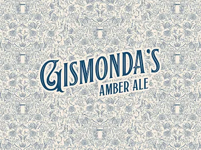 Gismonda's Amber Ale logo art nouveau logo design packaging pattern design