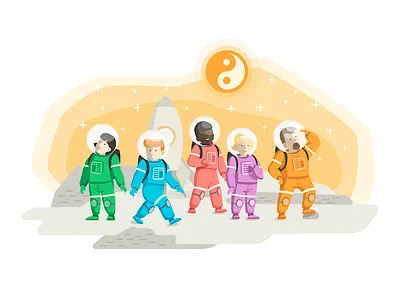 Karmabot Onboarding Welcome Screen crew illustration mars nice onboarding space spaceship welcome