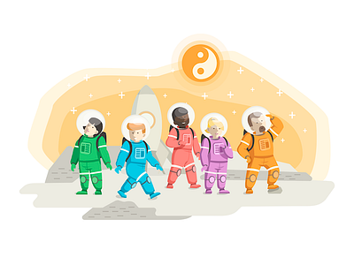 Karmabot Onboarding Welcome Screen crew illustration mars nice onboarding space spaceship welcome