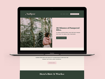 Aurose Beauty Website beauty beauty salon branding cover page gold logo salon squarespace website