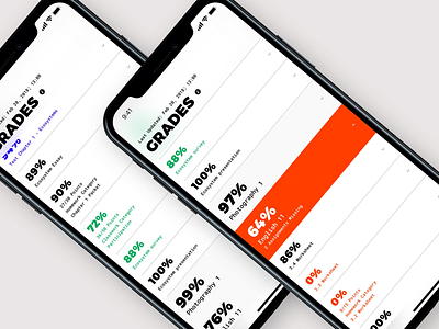 GRADES app creative identity interface minimal school ui ux visual white