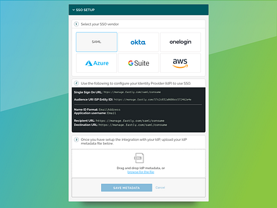 Single Sign On Set Up enterprise saml sso