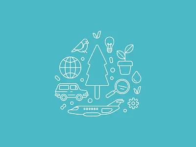 Grow More bird car gear globe lightbulb magnifying glass plane plant tree water