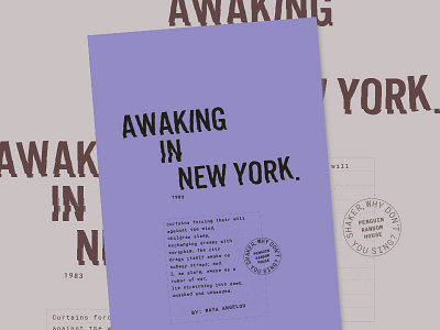 Awaking In New York glitch maya angelou new york poem stamp typography