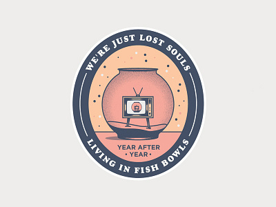 Wish You Were badge band colour fish bowl illustration lock up music pink floyd simple texture tv