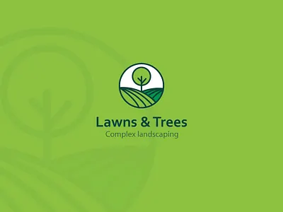 Lawns&Trees Company Logo branding grass green icon landscape lawn line line art logo logotype tree