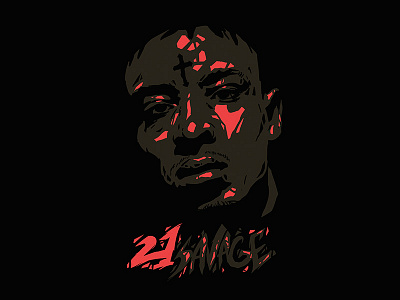 21 Savage // portrait. 21 savage alex escu art emotions girl illustration illustrator portrait poster print purple vector