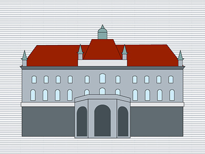 Ljubljana University 2d app castle church flat icon natimade urban vector
