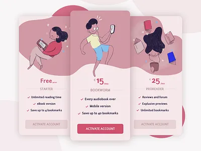 Daily UI Challenge #030 Pricing account challenge dailyui ebook illustration price pricing reading