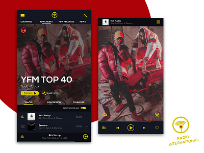 Radio International Player music player radio southafrica ui ux