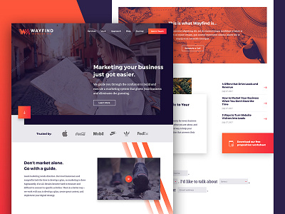 Wayfind gradient grid layout marketing website