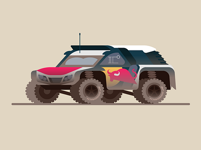 Peugeot 300 DKR Maxi animation car color cute dakar illustration peugeot red bull vector