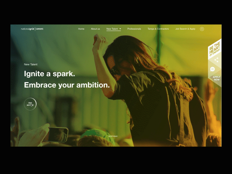 National Grid Careers design digital experiential interactive ui ux website