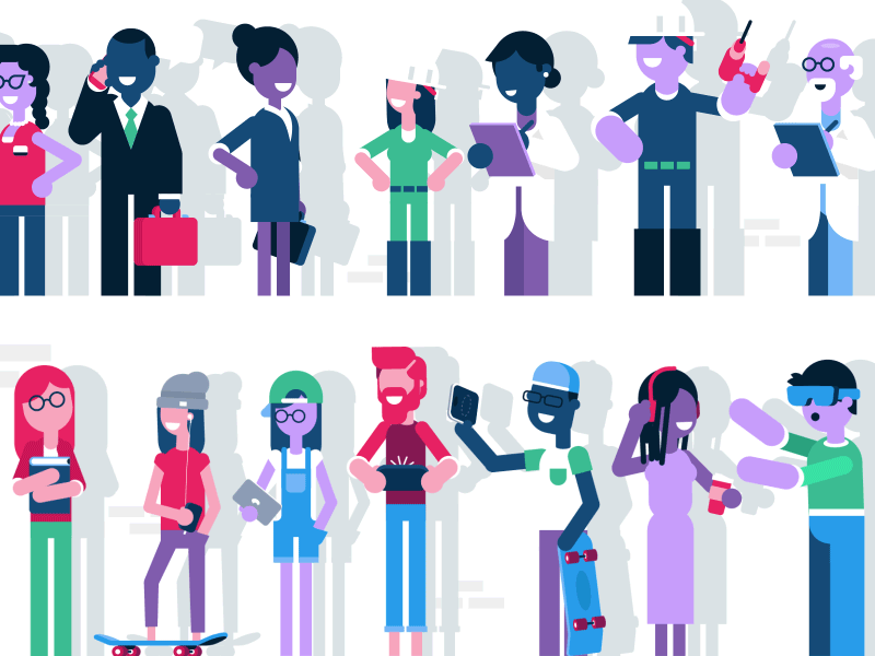 Peoples adults gif hipsters jobs kids motion people selfie teens vr workers