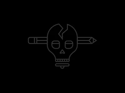 Dead Idea 1 black creative idea illustration light bulb line pencil skull