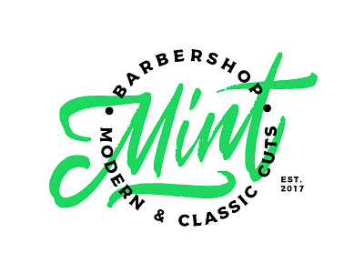 Mint Barbershop barbershop calligraphy customtype handlettering lettering logo logotype mint raw typemate