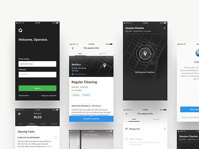Operator App - Screens app countdown geolocation hamburger icons location office ui