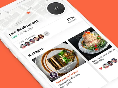 Yum dishes food ios11 iphone map menu restaurant ui ux