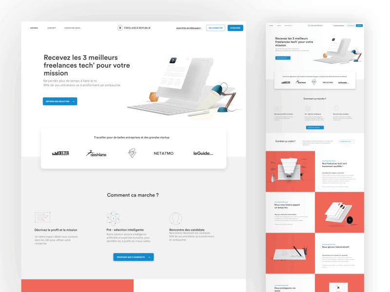 Freelance Republik agency animation colors freelance home landing me page ui ux