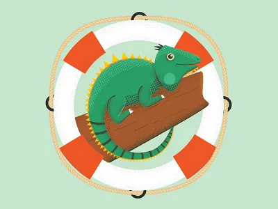 Reptile branch feather halftone iguana illustration leaf life saver lizzard reptile rope texture vbs