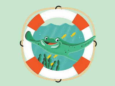 Stingray branch fish halftone illustration leaf life saver ocean rope seaweed stingray texture vbs