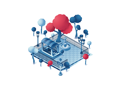 Square XV 3d illustration isometric paris