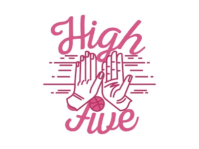 Hi(gh) Dribbble badge ball debut dribbble first shot hand hands hello hi(gh) high five illustration vintage