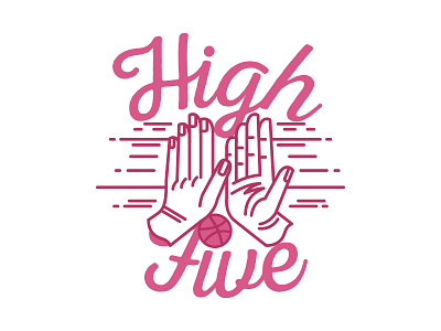 Hi(gh) Dribbble badge ball debut dribbble first shot hand hands hello hi(gh) high five illustration vintage