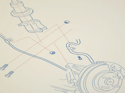 Exploded View brake car illustration lineart lines spare vector workshop