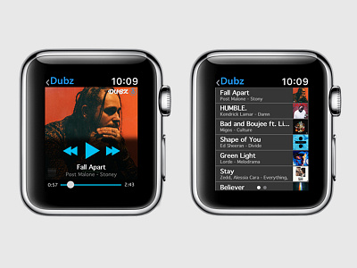 Dubz Apple Smart Watch Music Player UI app apple design interface iphone iwatch music player smart ui user watch