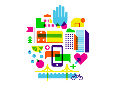 City decisions buildings city color health icons illustrations new york nyc shapes