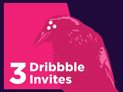 3 Dribbble invitations available 3 bird dribbble eyed game invitation invite invites neon raven three thrones