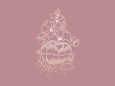 Gold Floral Illustration drawing floral flowers foil gold illustration mauve metallic peony pink