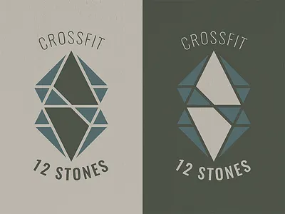 "Crossfit 12 Stones" Logo 12 crossfit exercise gym logo design rock s stone symmetry triangle twelve water