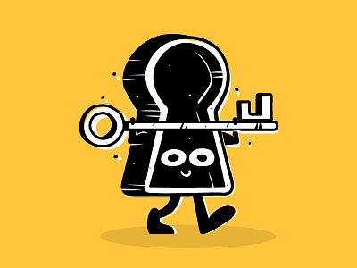 Unlocked cartoon character key lock