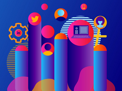 Graphic for services colorful digital illustration gradient orange purple
