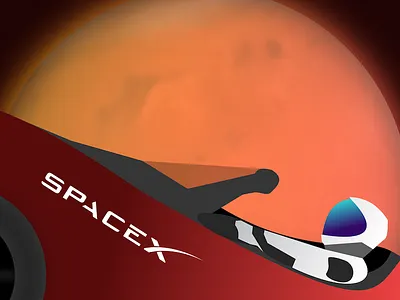 Starman flies by Mars elon musk mars spacex starman