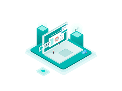 How It Works Illustation Exploration building illustration isometric laptop vector