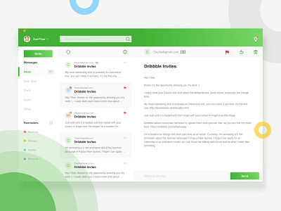Daily UI-010-mailbox design green interface mailbox send web