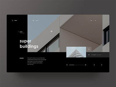 Super Buildings architecture grid layout minimal photos ui user interface web design