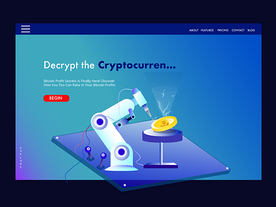 Robot bitcoin branding cryptocurrency dailyui illustration isometric robot ui ux vector web design