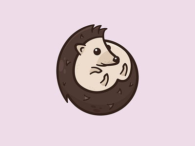 Kiwi circle curl cute hedgehog illustration