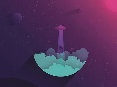 Damn Aliens! art design flat space ufo vector