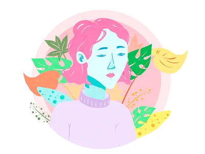 Mother of plants desing draw girl ilustration pastel pastel colors photoshop plants